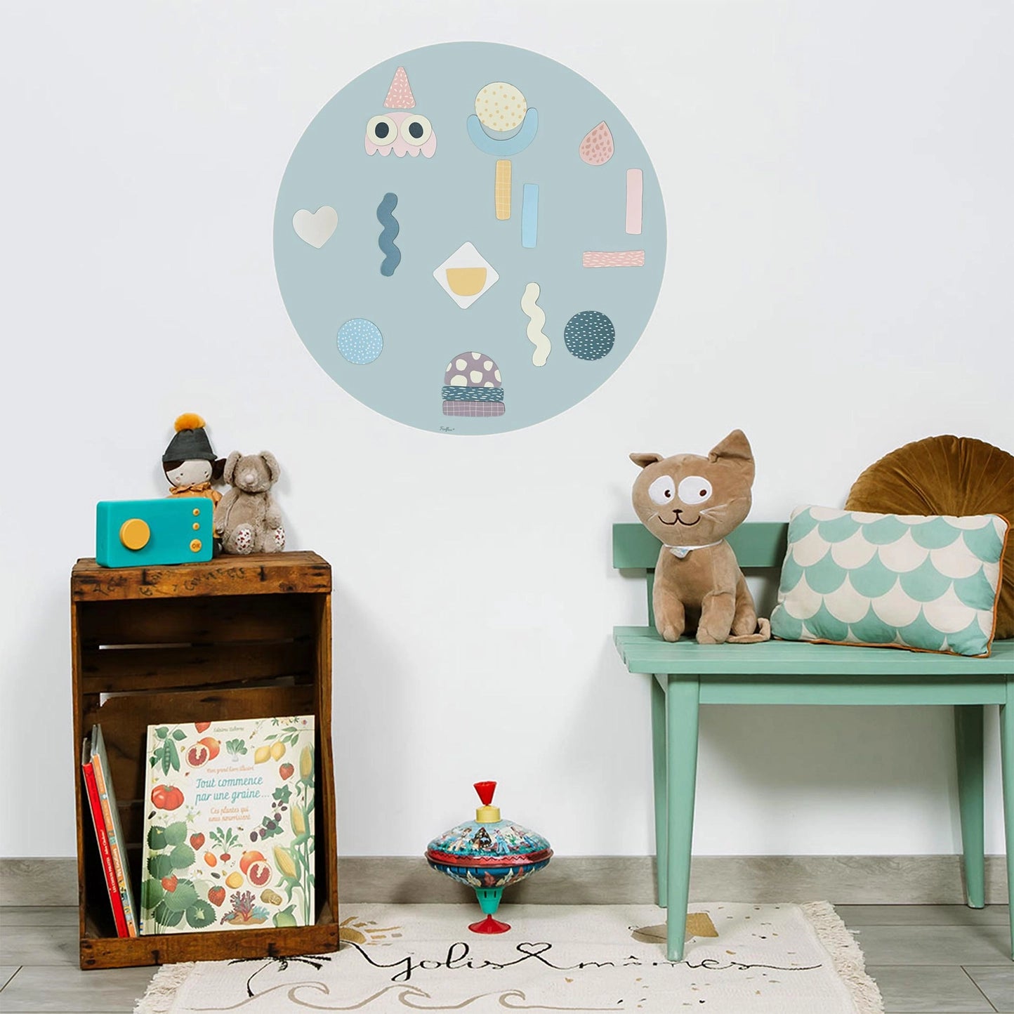Rond magneetbord blauw (56x56cm)